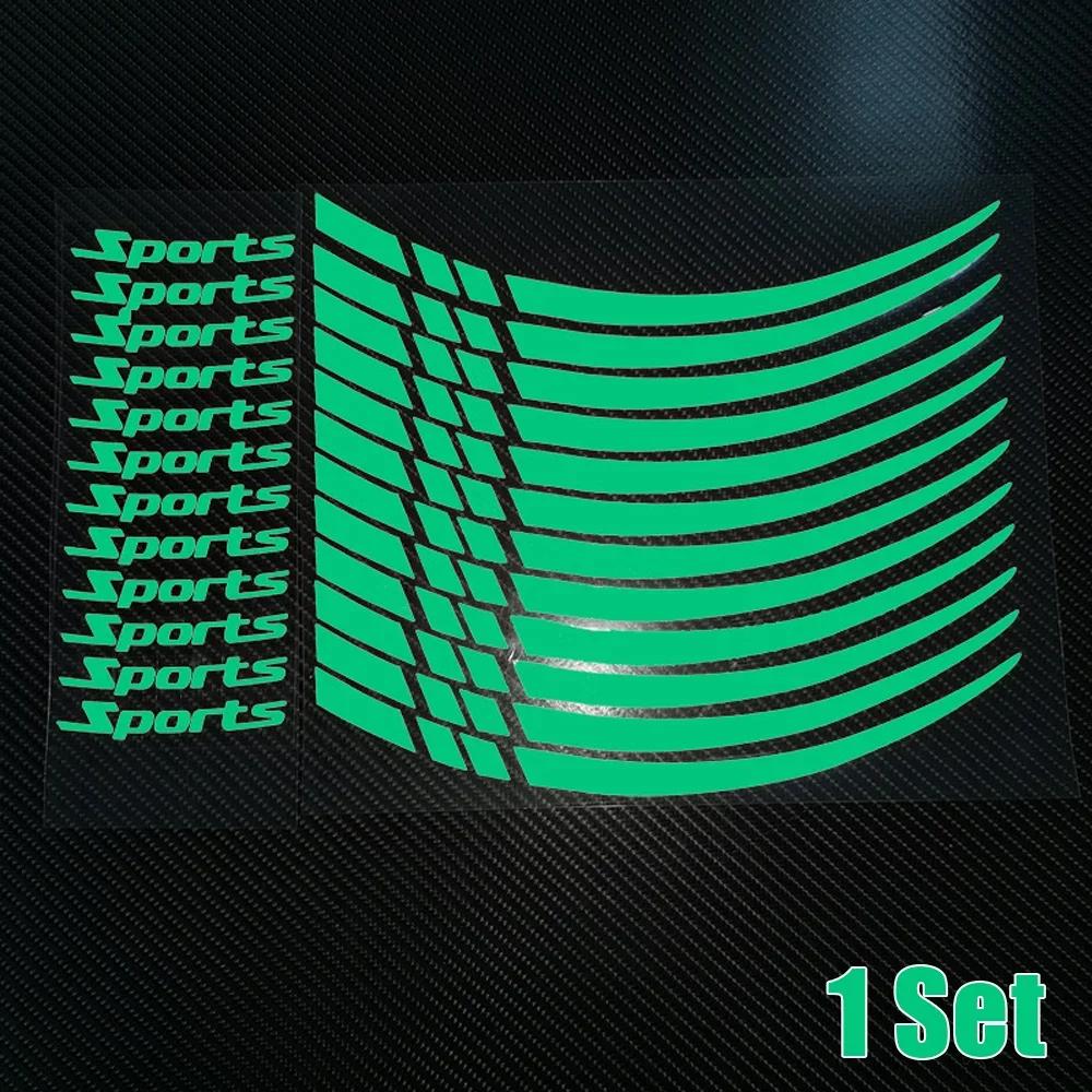 12pcs Car 18-21in Rim Protective Decal Tape Wheel Reflective Warning Strip Tire Sports Styling Decoration Sticker Accessories