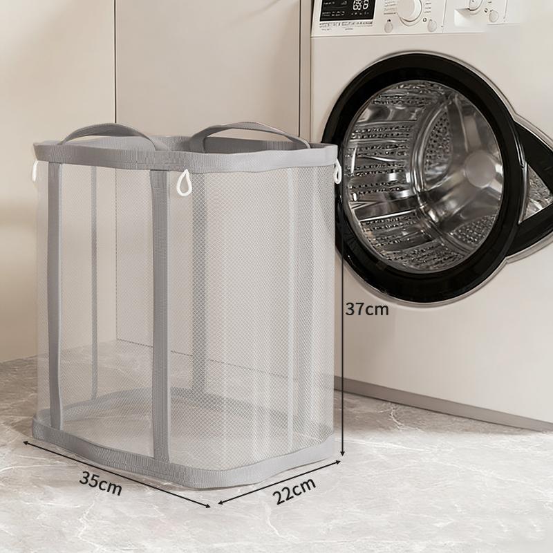 Breathable Mesh Laundry Basket Large Capacity Foldable Wall-Mounted Dirty Clothes Organizer Bag Bathroom Laundry Basket