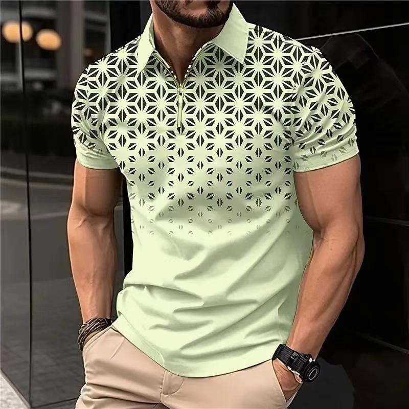 

Large men s fashion street POLO T-shirt summer short sleeved 3D printing trend 5XL