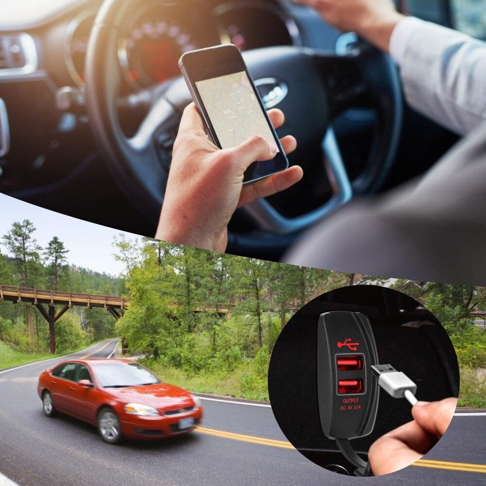 5V 3.1A LED Car Socket Charger Dual USB Ports Dustproof Phone Chargers Power Adapter For Truck RV Camper Caravans