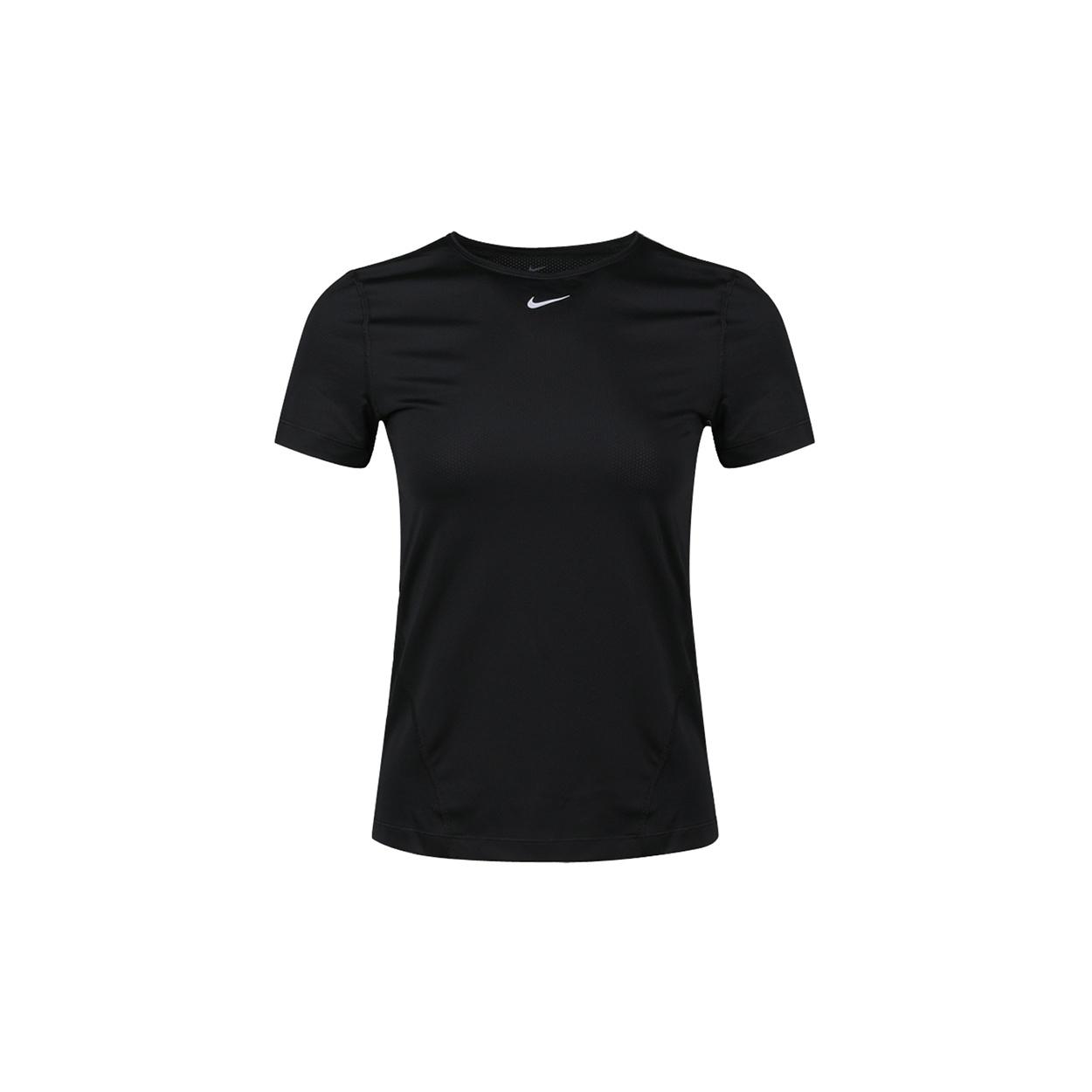 (WMNS) Nike Pro Mesh Dri-FIT Slim Fit Breathable Quick Dry Training Short Sleeve Black T-Shirt Women s AO9952-010 S