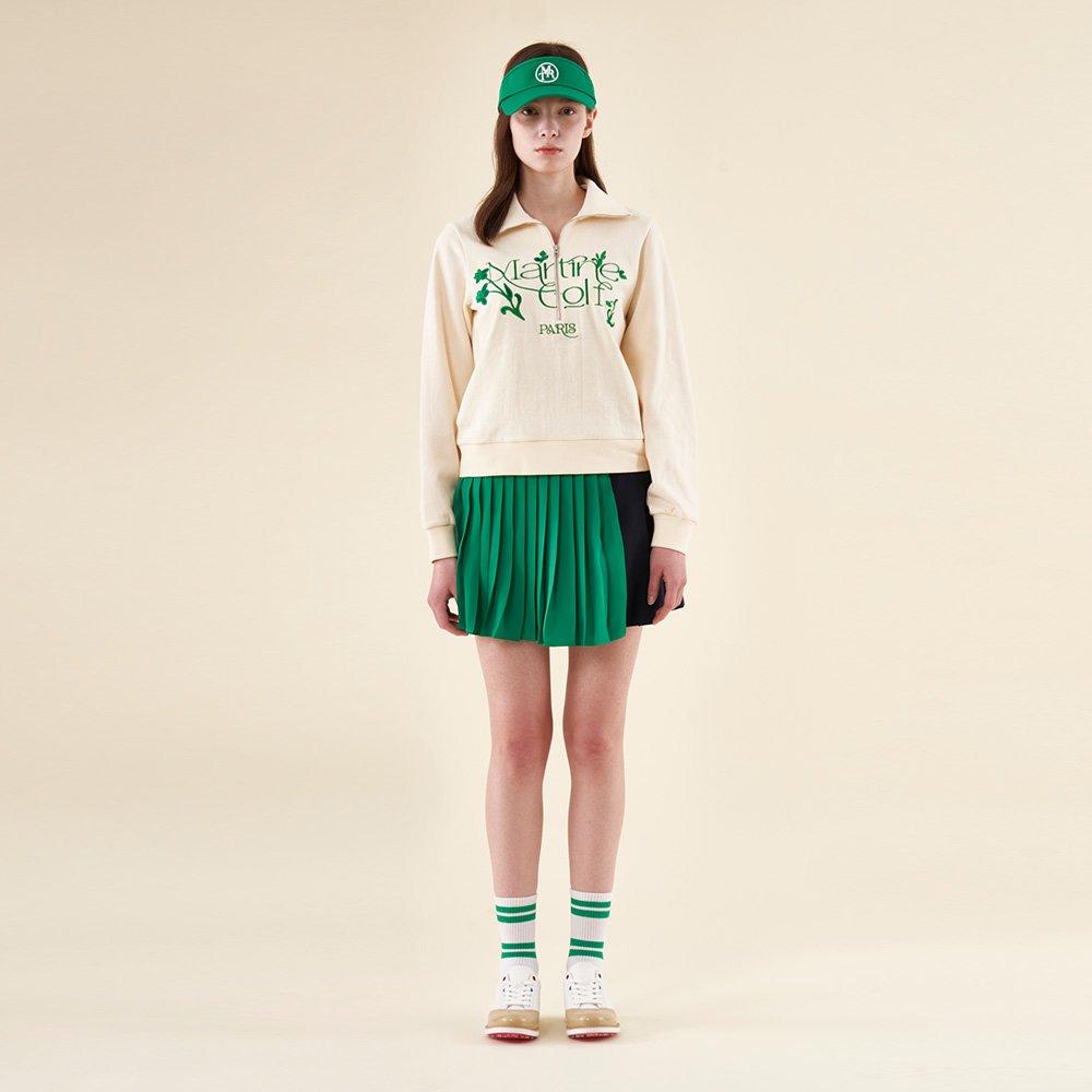 MARTINE GOLF Chiffon Pleats Skirt_Green