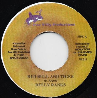 7inch Record DELLY RANKS / LUKIE D - Red Bull And Tiger / Call The Ladie FW011 Free Willy Prod 2001 Jamaica Reggae, Ska & Dub Used