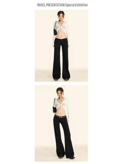 Women's Retro Black Low-Rise Micro-Flare Jeans - Autumn/Winter 2024 Collection
