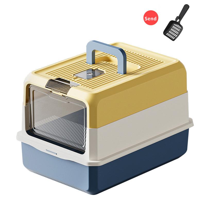 Large Size Cat Litter Box Full Enclosure Odor Control Splash Proof Portable Cat Toilet Cat Poop Pan with Cat Sand Spoon Included