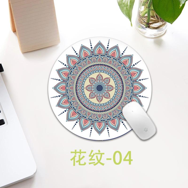 Ethnic Style Pattern Round Small Creative Thickened Mouse Pad Keyboard Pad Office Cup Table Mat Production