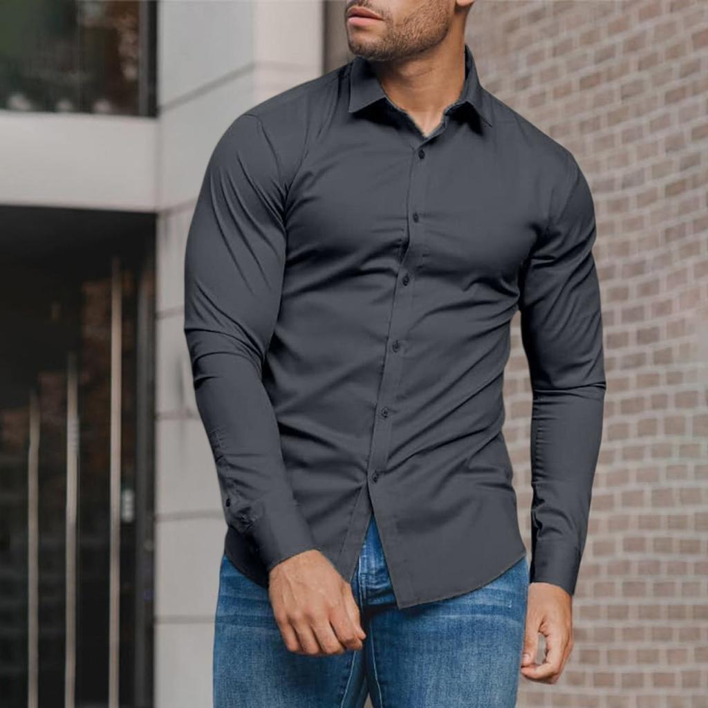 Chemise à manches longues pour homme, couleur unie, design de style décontracté et mature, chemise intérieure de costume polyvalente