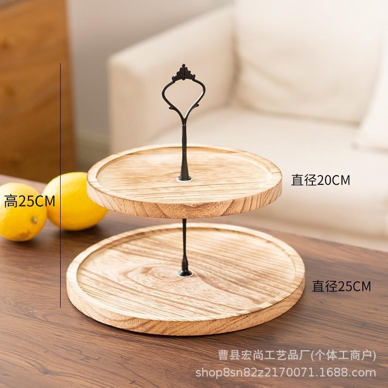 Rustic Wooden Dessert Stand 3-Tier Round Cake Display Tray Wedding Party Buffet Table Decor