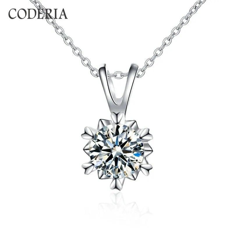 Brilliant Cut Diamond D Color 1 Carat Moissanite Snowflake 6 Prong Necklace 100% 925 Silver Valentine's Day Gift Women Jewelry