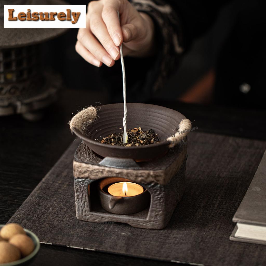 Double-ear Roasting Bowl Coarse Pottery Tea Roaster Aroma Enhancer Ceramic Porcelain Plate Tea Set Craft Ornaments Accessories