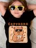 Summer Fashion ShortSleeve TShirt for Girls Featuring a Cartoon Capybara Wearing Glasses And Drinking Milk Tea Casual Top