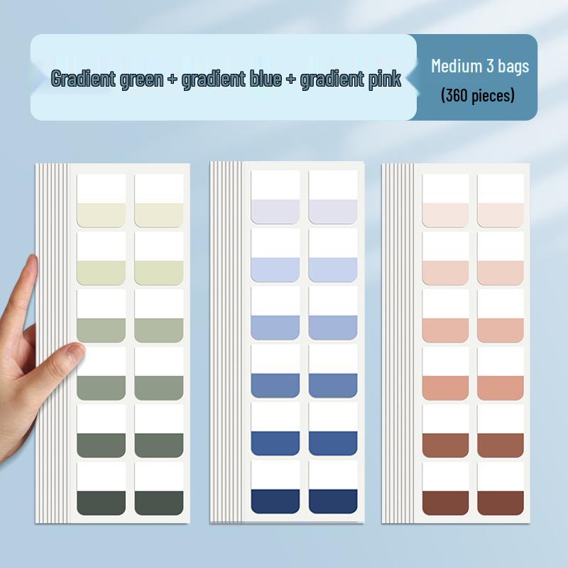 High-Value Gradient Color Translucent Index Stickers - Writable Memo and Bookmark with Strong Adhesion.