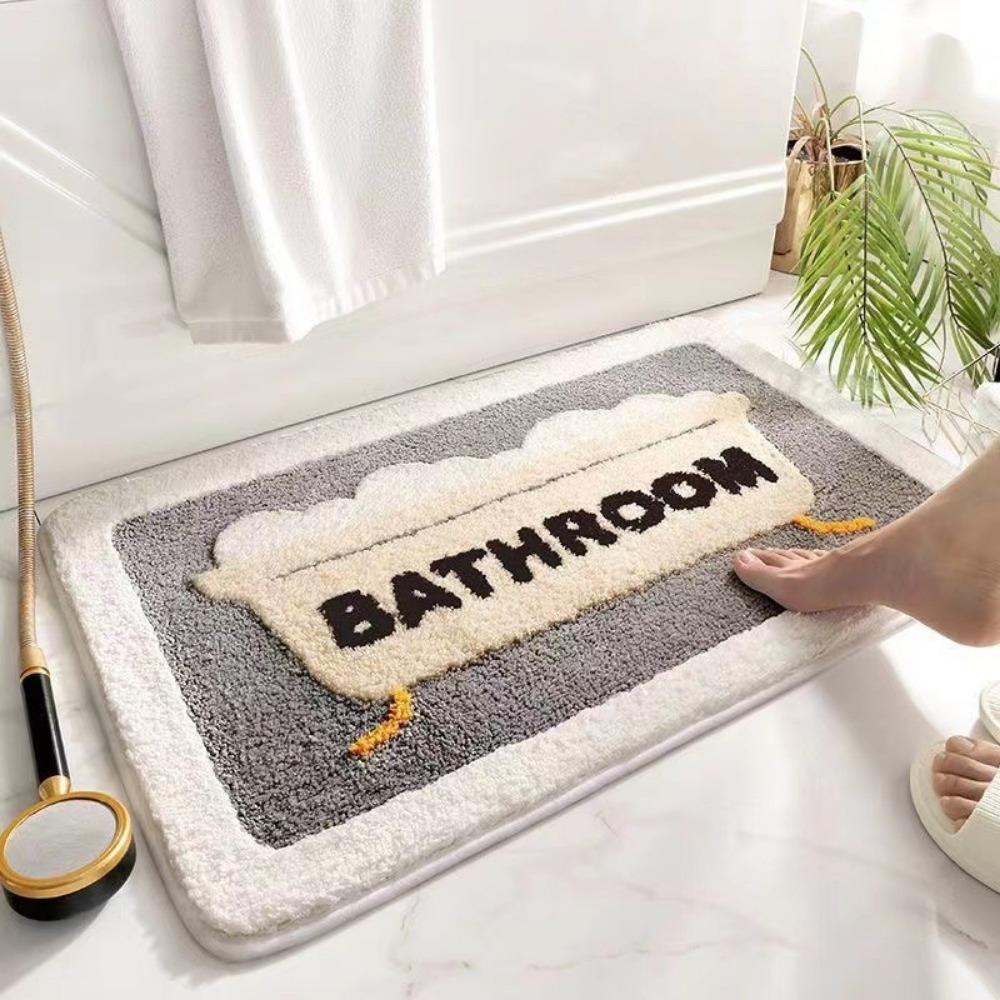 2pcs Cartoon Imitation Cashmere Floor Mat Non-slip Carpet Door Absorbent Floor Mat