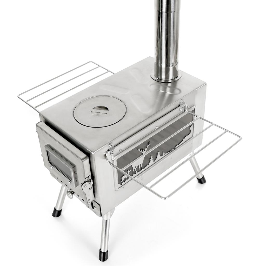 Holzofen für den Außenbereich, tragbarer Zeltofen mit Kaminrohr zum Kochen beim Camping