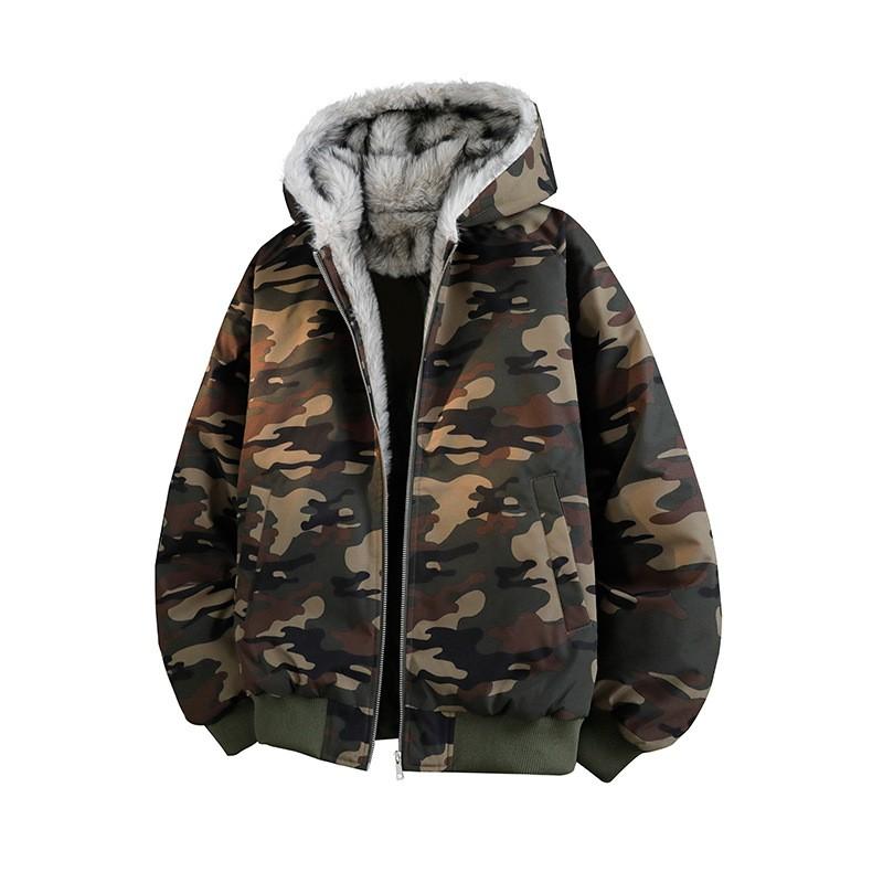 2026 Winter Sherpa Collar Parka Couples Warm Hooded Cotton Coat Trendy Jacket