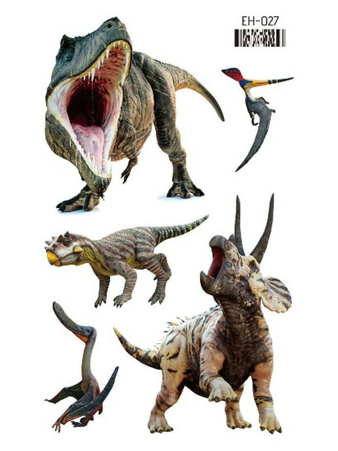 Dinosaurier Tyrannosaurus Rex Wasserdichte Tattoo-Aufkleber für Kinder - Langlebige Gesichts- & Arm-Abziehbilder