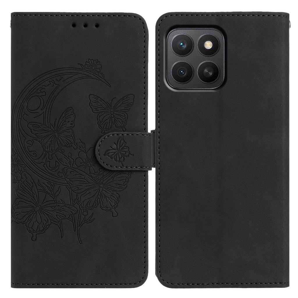 For Honor X8c 4G/X8b 4G Case Butterfly Flower Imprinted PU Leather Wallet Stand Phone Cover