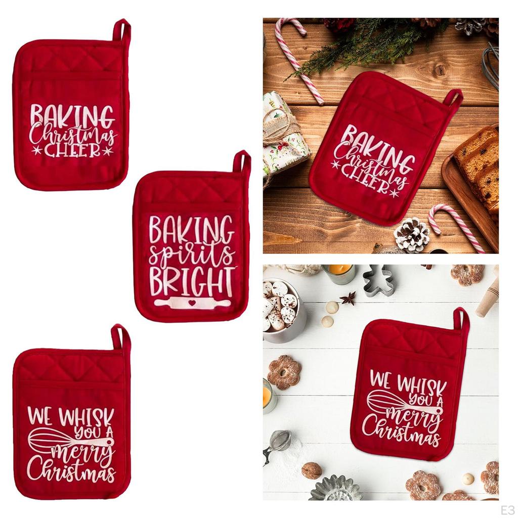 Christmas Pot Holders for Kitchen Potholders 25x18cm Non Slip Heat Resistant Oven Mitts Pad
