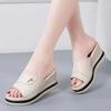 Soft leather slippers summer new versatile outer wear casual muffin heightening sandals fashionable one-word women's shoes