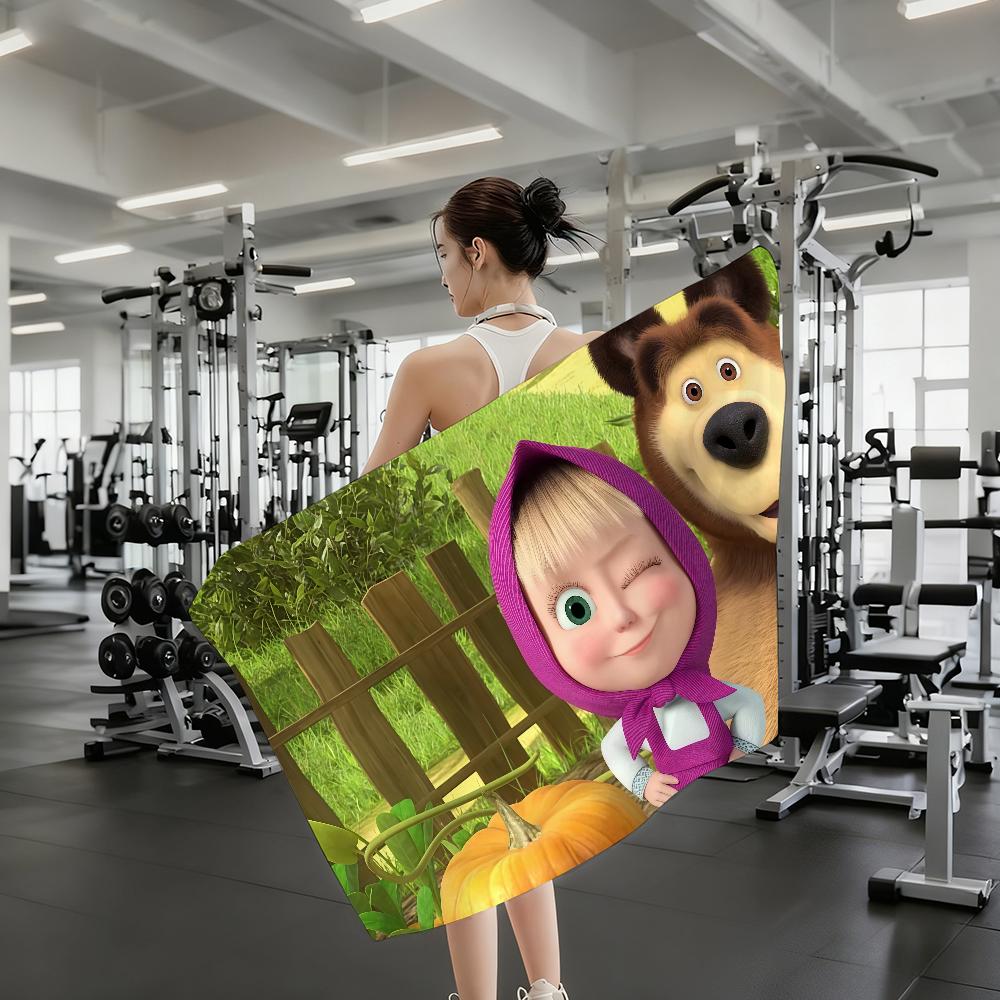 Cartoon M-Masha And The B-Bear Anime Towel Quick Drying Beach Towels Are Suitable For Swimming Pools Camping Yoga And The Gym