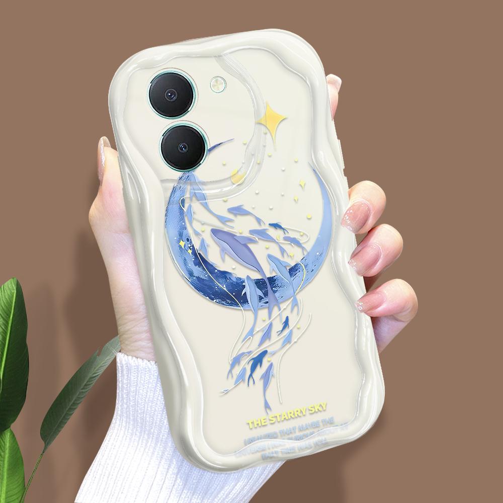 Cute Cartoon Pattern Cream Texture Casing Wavy Edge Soft Silicone Cover Phone Case for Vivo