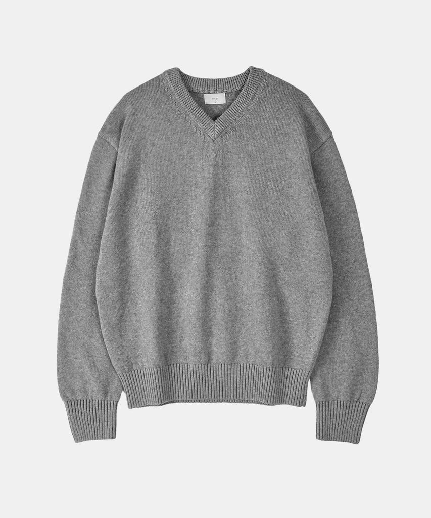 ASP Cotton V-Neck Knit Melange Gray