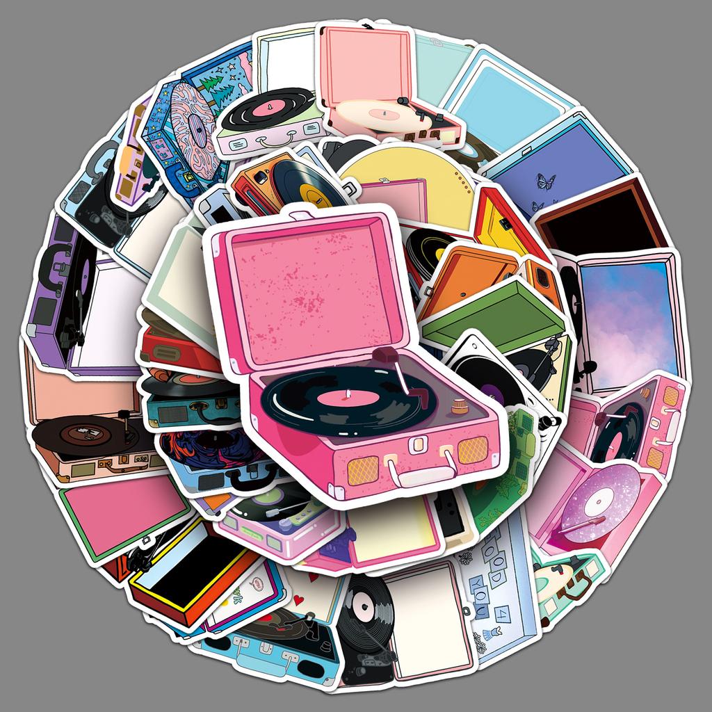 50 Record Record Machines with Small Personality, Fresh and Trendy Cool Decorative Water Cup Suitcase Laptop Stickers