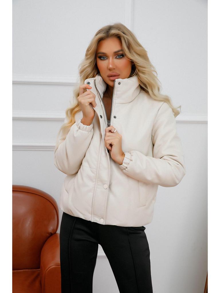 Neue Damen Europäische/Amerikanische Kurze Lederjacke - Herbst/Winter Verdickter Baumwollmantel