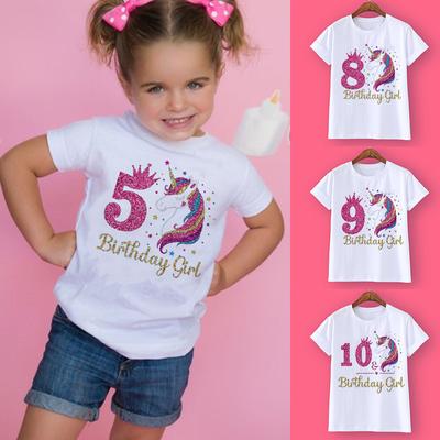 Μπλουζάκι γενεθλίων Unicorn 1-12 Birthday T-shirt Wild Tee Girls Party T Shirt Unicorn Theme Ρούχα Παιδικά Δώρα Μόδα μπλουζάκια