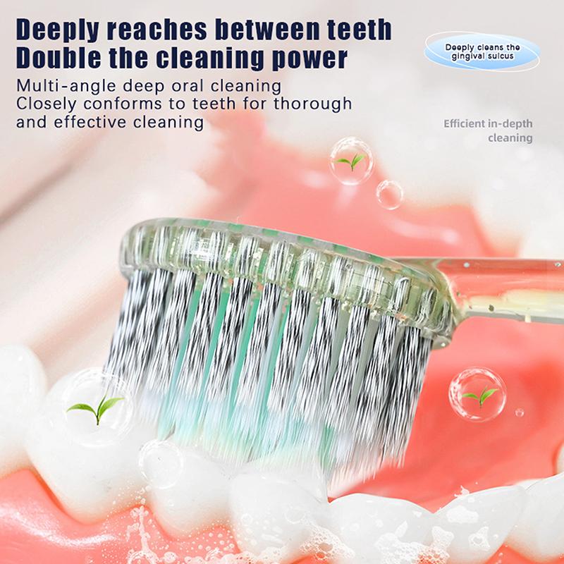 Extra-Long Brush Head Antibacterial Soft Bristle Toothbrush With Non-Slip Handle And Suction Cup Base Upright Design