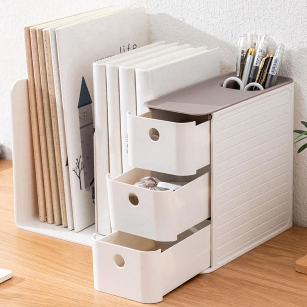 Large Desktop Book Storage Box Holder Document Stationery Bookend Drawers Business Multi-Grids Home Students Shelves