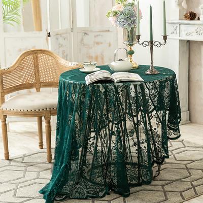 Pano Pai Mancha Vento Ins Festa de Casamento Vintage Renda Verde Escura Renda Bordada Toalha de Mesa Redonda Toalha de Mesa