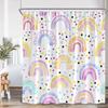 Cartoon Rainbow Kids Bathroom Shower Curtain Hand-Painted Cute Pattern Children Bathtub Decor Children Polyester Bath Curtain