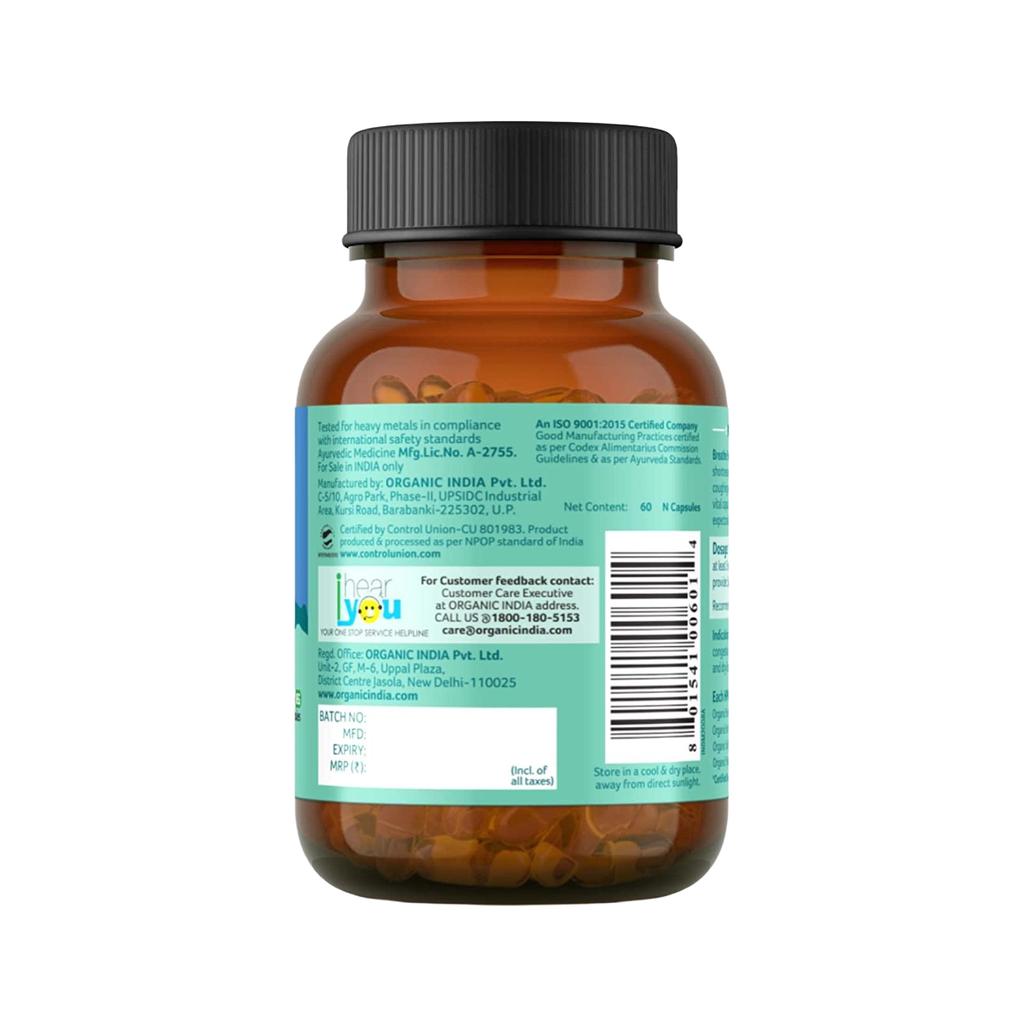 Stručný zdarma (60 kapek, 325 mg), Dýchejte zdarma, organická Indie