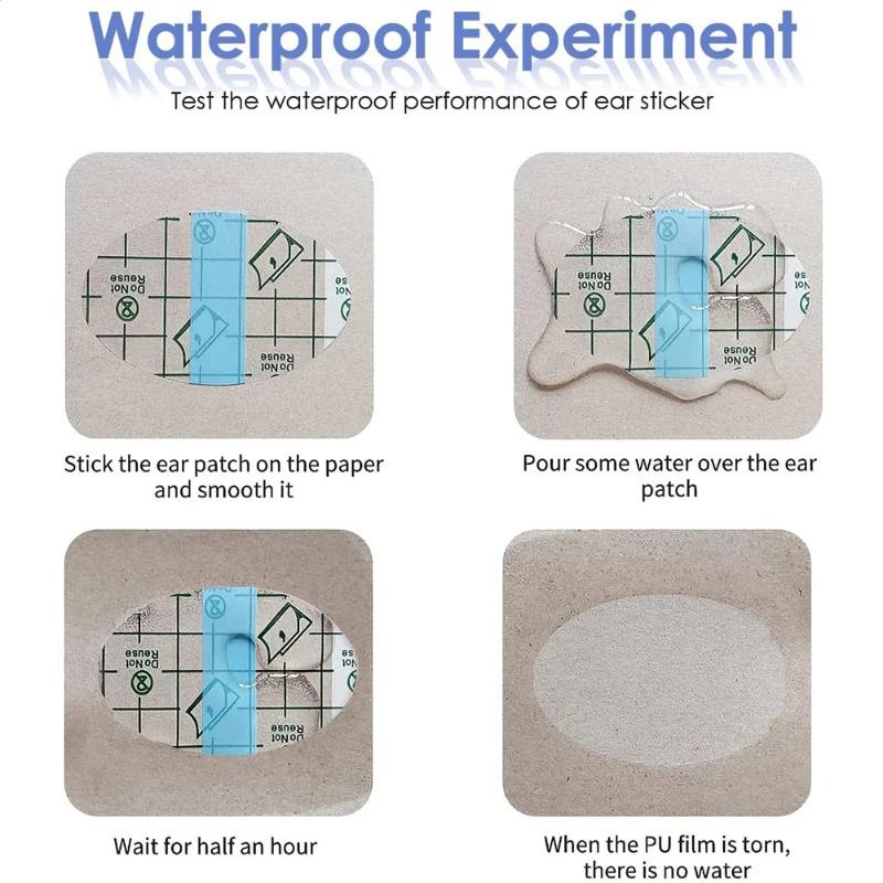 40 stycken vattentäta öronklistermärken, engångsöronproppar för simning, dusch, salong, hårfärgningsskydd, skyddande duschmössor, verktyg