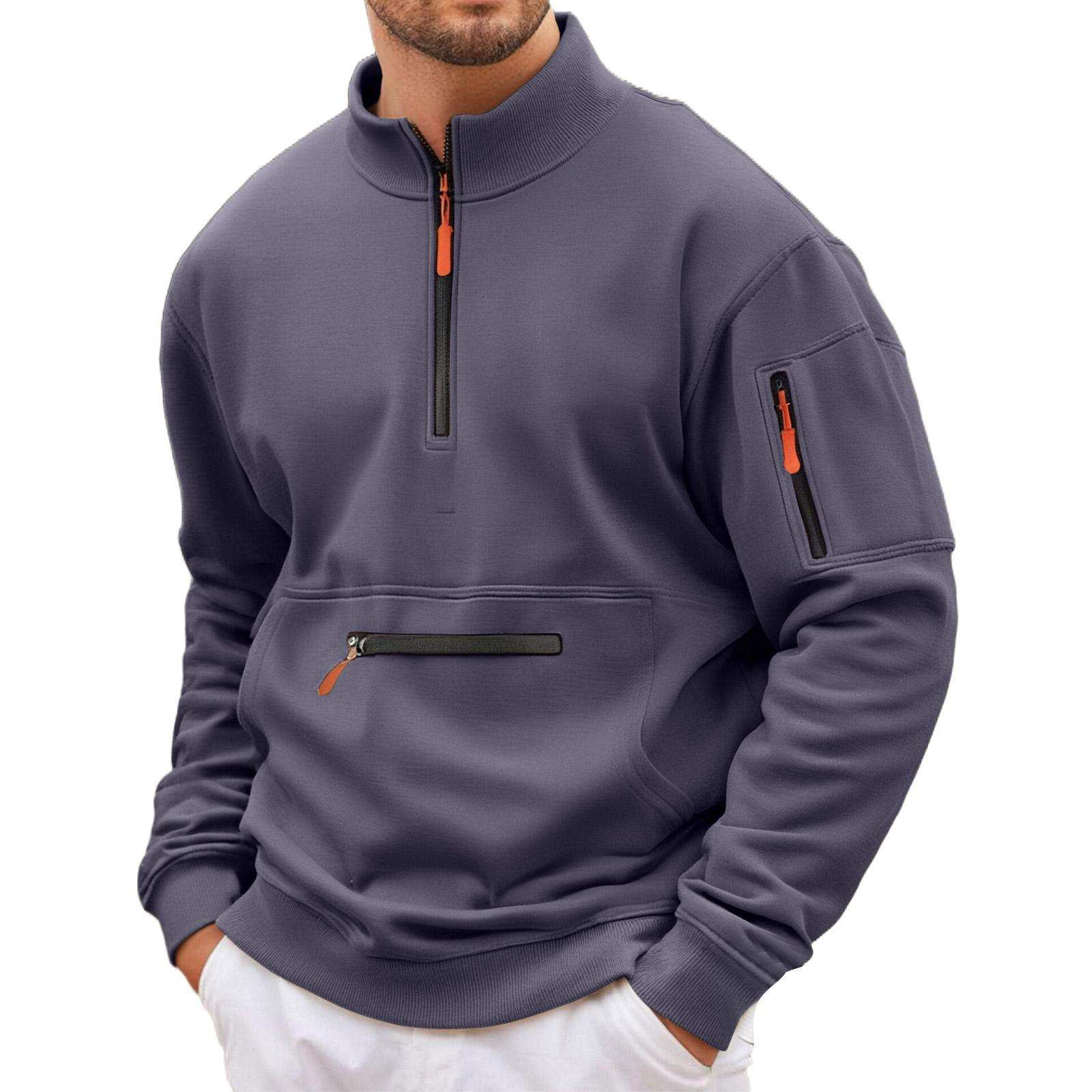 

Men Leisure Hooded Hood Standing Collar Zipper Hoodie XXL