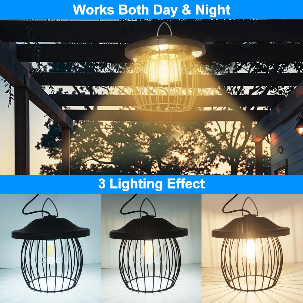 Solar Shed Light Indoor Outdoor with Motion Sensor Solar Pendant Light 5 Mode Timers Waterproof Gazebo Garage Shop Barn Home