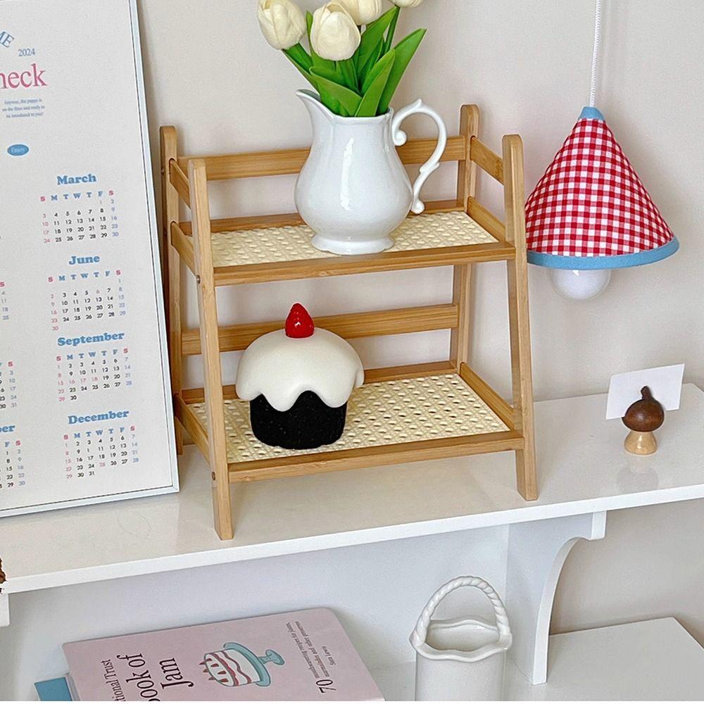 Multifunctional Wooden Storage Shelf Trapezoidal Stationery Rack New Desktop Organizer  Bedroom
