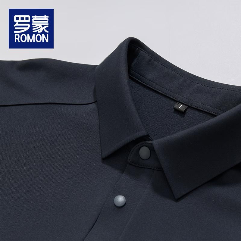 ROMON Men's Long-Sleeve Business Casual Polo Shirt