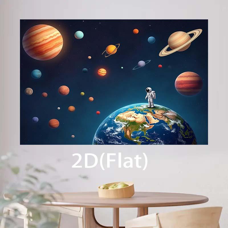 2D-Ebene Weltraum-Astronaut und Sonnensystem Erde Banner geeignet für Astronomie-Partys Polyesterfaser