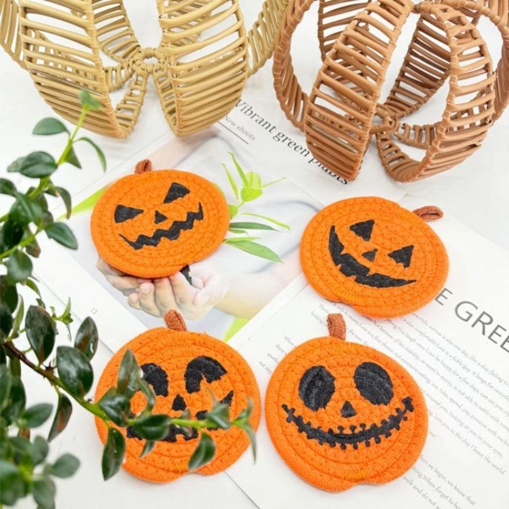 4/8Pcs Anti Scald Pumpkin Shaped Coasters Creative Decorative Placemats Non-Slip Cup Mat  Home Decor
