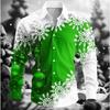 Heren Kerst Sneeuwvlokken Bedrukte Longsleeve Shirts Casual Vest Nieuwe Knopen Feestelijke Mode Shirts