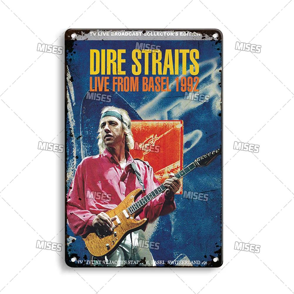 MISES Rock Band Metal Poster DIRE STRAITS Band Decorative Plate Metal Sign Rusty Metal Plaque Home Club Kitchen Metal Tin Sign