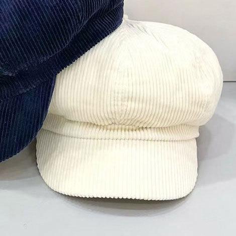 Jesień i Wiosna Retro Jednokolorowy Sztruksowy Beret Damski Koreański Wszechstronny Ośmiokątny Kapelusz Retro Beret z Daszkiem