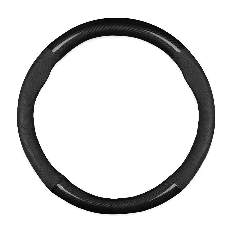 Stylish Breathable Carbon Fiber Steering Wheel Cover with D-Type Design