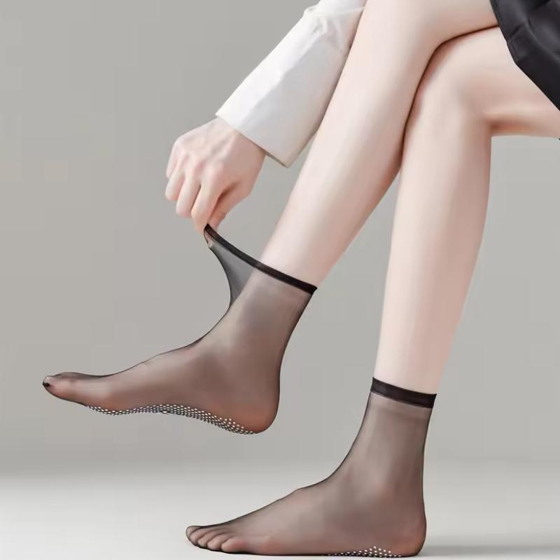10Pairs Ultrathin Women Socks Summer Transparent Anti Slip Silk Socks Casual Elastic Invisible Socks Wear Resistant Hook Socks