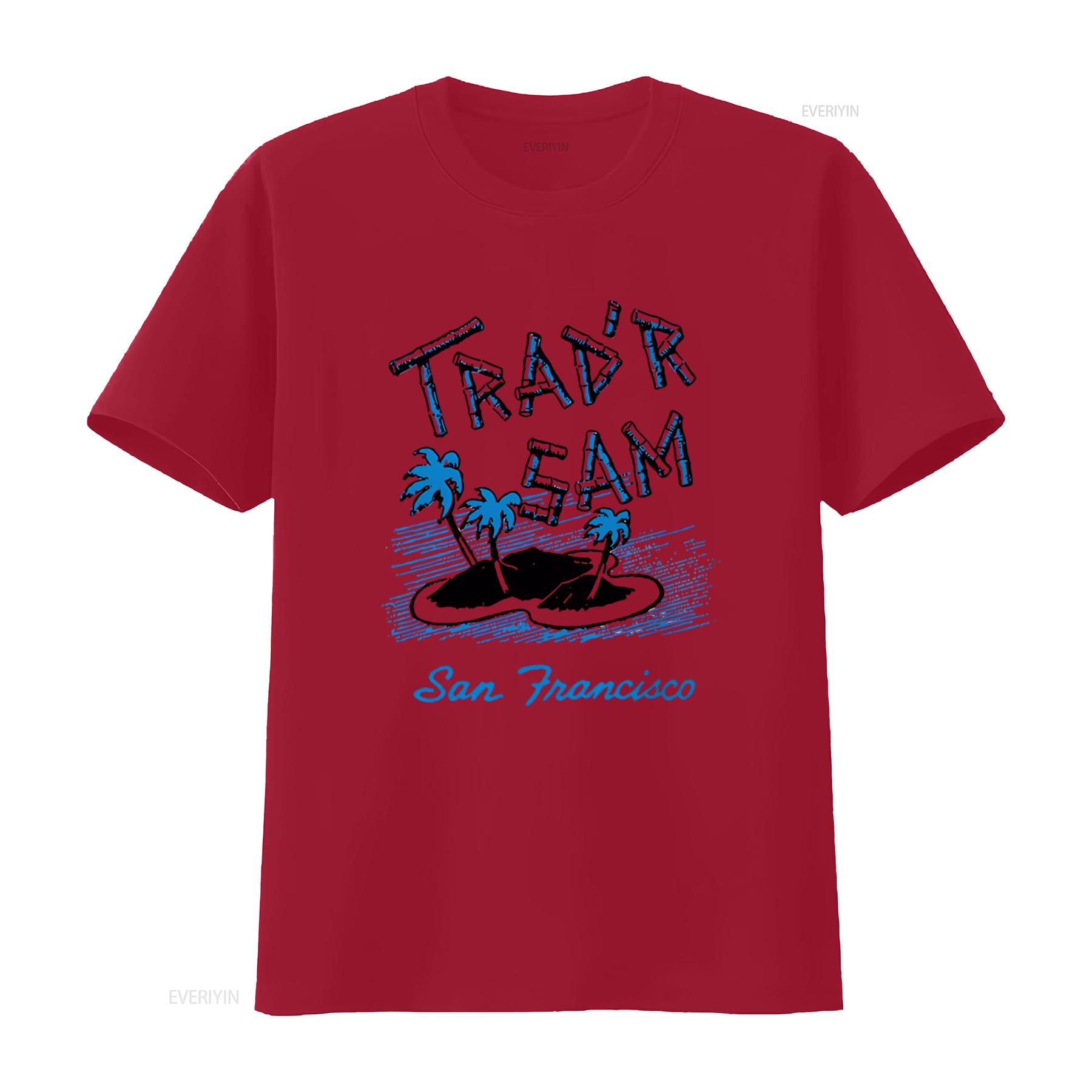Retro Tiki T Shirt San Francisco Vacation Tropical Print Comfortable vintage Washed Stretched streetwear fashion graphic Casual S