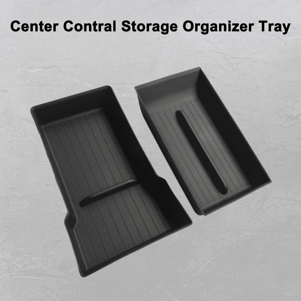 For Tesla New Model Y Juniper 2025 interior Accessories Center Contral Storage Organizer Tray Armrest Box Bottom Mat Card Holder