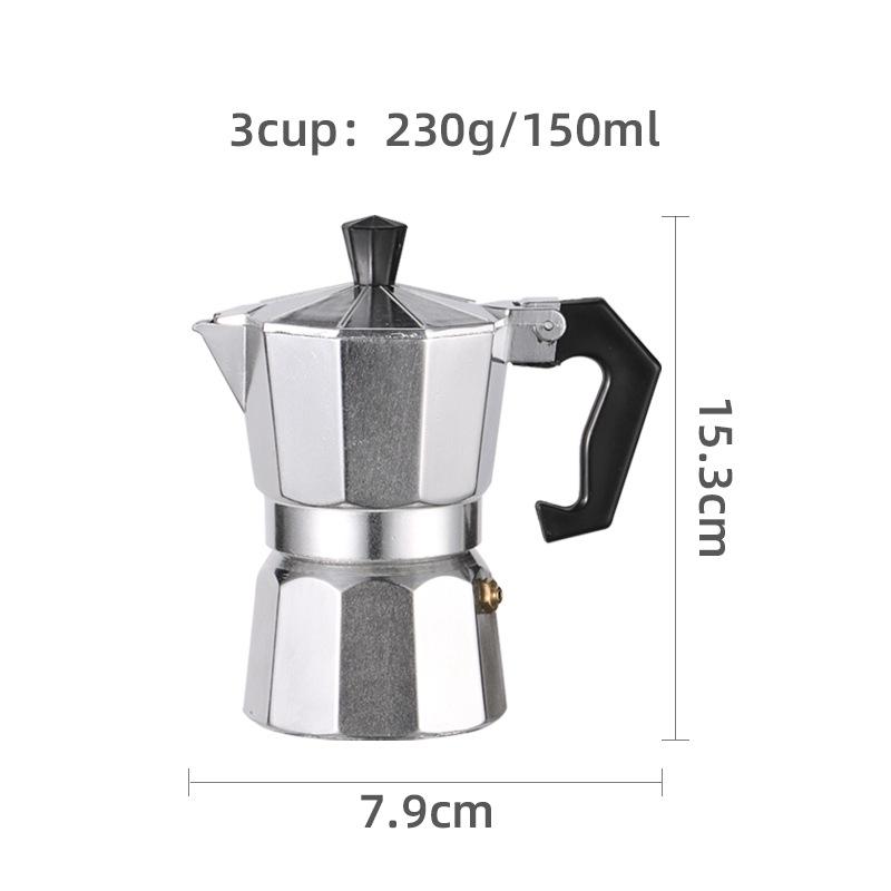 Octagonal Aluminum Moka Pot for Home, Office, or Outdoor Italian Espresso