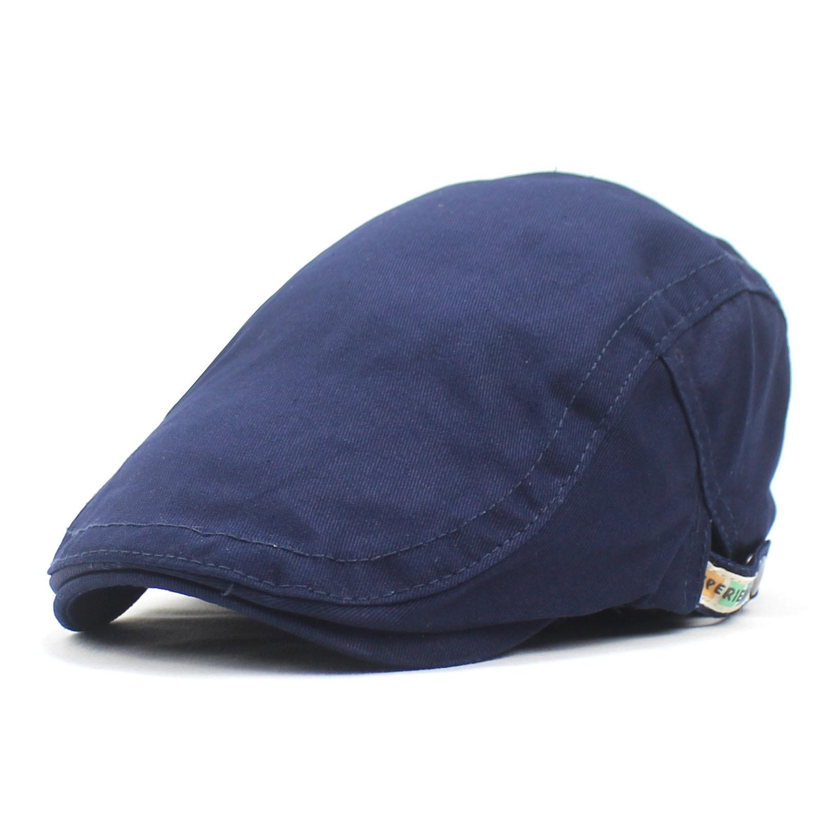 

Summer new fashion beret solid color cotton cap men s and women s summer visor letter forward hat Adjustable Темно-синій